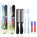 HQSLsund 30 pcs Disposable Toothbrushes with Toothpaste and Comb for Homeless Individually Wrapped,10g Travel Toothpaste,7inch Black Hair Comb for Hotel,AirBnb,Shelter,Charity