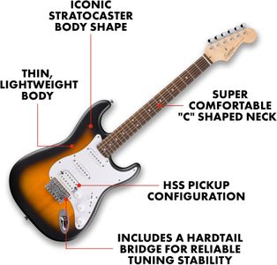 Squier Stratocaster HSS Electric Guitar – 2-Tone Sunburst