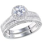 Newshe Wedding Rings for Women Engagement Ring Set 925 Sterling Silver 2.4Ct Round White AAAAA Cz Size 10