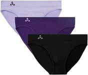 Balanced Tech Women's 3 Pack Seamless Low-Rise Bikini Panties - BlackBerry/Black/Violet - Large