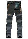 EKLENTSON Mens Waterproof Pants Fleece Lined Snow Ski Pants Outdoor Hunting Climbing Windproof Pants Zipper Pockets Black