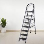 Parasnath 8 Step GoUp Steel Ladder Grey Colour Foldable Step Ladder - Light Weight Step Ladder Anti Skid Plastic Steps - 6 Year Manufacturer Warranty - Made in India