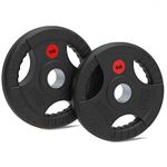 Lions Olympic Weight Plates 10kg Pair - Rubber Coated Cast Iron 2inch 5cm Discs Bar Hole Standard Weights Plates for Home Gym Barbell Bar, Weightlifting Training Fitness Workout