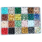 1200pcs 6mm Natural Round Stone Beads Genuine Real Stone Beading Loose Gemstone Hole Size 1mm DIY Smooth Beads for Bracelet Necklace Earrings Jewelry Making (24 Material-6mm)