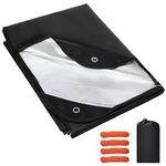 REDCAMP Heavy Duty Emergency Blankets for Survival, 7x5 ft Reusable Thickened Thermal Blanket & Waterproof Tarp with Guy Ropes, Reflective Rescue Bivvy Bag for Outdoor Camping Hiking, Black