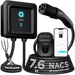EVIQO Level 2 EV Charger - 48 Amp (11.5 kWh) EV Charger - UL, ETL Certified, Hardwired EV Charger Level 2 with NACS Connector - Enhanced Wi-Fi & Smart App - 240V Home EVSE with 7.6m Charging Cord