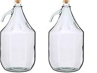 Pack of Two Glass 5l demijohns/carboys with Screw caps for Wine Making/Storage