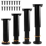 NXN-HOME 4 Pcs Adjustable Height Bed Support Legs for Bed Frame/Bed Center Slat, Metal Adjustable Furniture Legs 7.08-12.6Inch for Cabinet/Bed/Sofa/Coffee Table/Dresser, Replacement Legs for Furniture