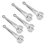 MBB Flatware Food Serving Tongs 6 inch Stainless Steel Mini Appetizer Buffet Tongs Fork Design Pack of 5