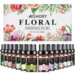 Floral Essential Oils Set - Fragrance Oil for Diffusers, Candle Making - Lavender, Geranium, Rose, Jasmine, Gardenia, ylang-ylang Aromatherapy Oils (5ml)