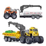 SHIPEASE Friction Powered Car Transport Truck Toy for Kids Boys 1:43 Die Cast Metal Model Carrying Crane with Moveable Parts Trailer Pull Back Vehicle Miniature Toys (Pack of 1, Multicolor)