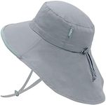 JAN & JUL Baby Boy Sun-Hat with Adjustable Straps and Neck-Flap (S: 0-6 Months, Grey)