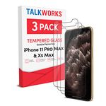 TALK WORKS iPhone 11 Pro Max Screen Protector (Also Fits iPhone Xs Max) 3 Pack Tempered Glass Film Durable 0.33mm 9H Hardness, Case Compatible, Smudge, Scratch, Crack, Shatter Proof, HD Touch