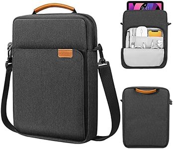 MoKo 9-11 Inch Tablet Sleeve Bag Handle Carrying Case with Shoulder Strap Fits New 11-inch iPad Pro M4/iPad Air M2, iPad 10th 10.9, iPad 9/8/7th 10.2, iPad Air 5/4th 10.9, Tab S8/S9 11, Black & Gray