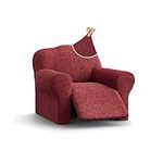 PAULATO BY GA.I.CO. Recliner Cover - Recliner Chair Cover - Recliner Slipcover - Cotton Fabric Slipcover - 1-Piece Form Fit Stretch Furniture Protector - Mille Righe - Burgundy (Recliner Cover)