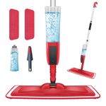 NileHome Mops for Floor Cleaning, Dust Mop with 2 Pcs Washable Pads and 400ml Refillable Bottle Floor Mop for Household or Commercial Use Wet Mop for Hardwood Laminate Tile Ceramic (Red)