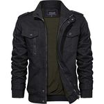 KEFITEVD Men's Cargo Multi Pocket Fashion Casual Military Tactical Jacket Bomber Coat Black, Black-new, L