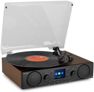 Audizio Tulsa - Sistema estéreo con Tocadiscos Bluetooth 5.0, sintonizador FM, Radio Dab, función de grabación, Tocadiscos con Altavoces, giradiscos, USB, SD, AUX, RCA, Modo Alarma, diseño de Madera