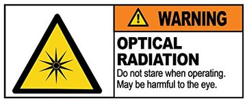 4 x WARNING - OPTICAL RADIATION - Warning Sign Removable Self Adhesive Waterproof Durable Vinyl Label Sticker 225mm x 106mm