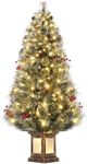 GarveeHome 4.5 Ft Pre-Lit Christmas Tree, Artificial Christmas Tree with 108 Warm White Led Lights, Easy Assembly, Fake Xmas Tree for Home Office Party Decor
