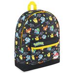 Pokemon Backpack Kids School Bag Boys Girls Teens Pikachu Eevee Pokeball (Black Aop)