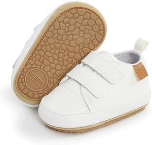 Baby Boys Girls Leather PRE-Walking Sneakers Toddler Anti-Slip Rubber Sole Infant Lightweight First Step Shoes (F01White, Infant, 12 Months, Age Range, US Footwear Size System, 18 Months, Medium)