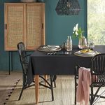 XWZO Table Cloths 60"x84" Black Tablecloths, Waterproof Table Cloth Rectangle Nappe De Table Rectangulaire Machine Washable Table Cover for Dining, Buffet, Parties, Holiday, Events, Wedding