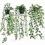 3 Pack Artificial Hanging Plants, Fake Ivy Potted Plants Outdoor Artificial Trailing Plants Fake Ivy Vines Hanging Plant with Pot Greenery Faux Plants for Home Decor Garden Wall Indoor Outdoor