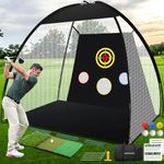 EagleGlo Golf Net, Golf Practice Net and Mat for Backyard Driving, 10x7ft Golf Hitting Net with Golf Alignment Sticks, Quick Setup Indoor/Outdoor Chipping Net/Swing Golf Nets, Golf Accessories for Men