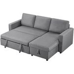 Phoenix Sofas� 83" Wide Reversible Sleeper Sofa & Chaise Sectional- 33'' H x 83'' W x 57.5'' D (Light Grey, Engineered Wood)