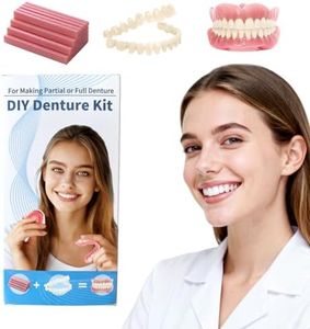 Kaimloyou DIY Denture Full Set of Top and Bottom Fake Teeth,Advanced Formula Fitting and Moldable to Make Customized Partial of Full Denture For Fixing Missing Teeth