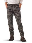 Wrangler Authentics Men's Regular Tapered Cargo Pant, Grey Camo, 32W x 32L