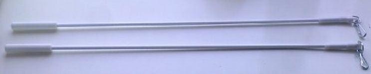 Sunlover 1 pair of Curtain Draw Rods 125cm long - white metal