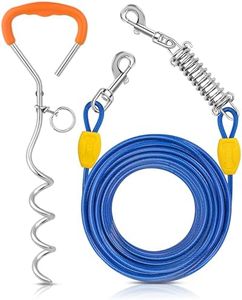 Petbobi Dog Tie Out Cable and Stake, 50ft Heavy Duty Dog Leads for Yard