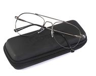 SOOLALA Memory-Metal Pilot Reading Glasses Goggles Eyeglasses Frame, Gray, +3.5