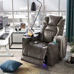 Merax Electric Recliner Chair with USB Charge Port, 360 Swivel Tray Table, Hand in-Arm Storage, and Cup Holders, Ambient Lighting - Ambient Lighting Gaming Recliner Chair Home Theater Seating