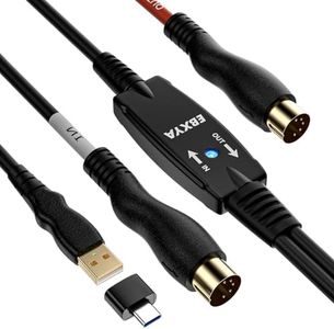 EBXYA Cavo USB MIDI su interfaccia a 5 pin-midi 2M MIDI IN-OST CONVERTER Tastiera per PC/Mac/Laptop per le tracce di elaborazione e registrazione musicale con Windows/Mac