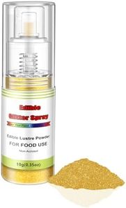Edible Glitter Spray(Gold), Non Aerosol Food Coloring Lustre Powder, Food Grade Sparkling Dust Push Pump for Decorating Cupcake, Fondant, Cookie, Frosting, Gum paste, 0.35 OZ.