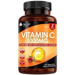 Vitamin C Tablets 1000mg - Enriched with Bioflavonoids & Rosehip - Premium Vitamin C Supplements - Vegan Vitamin C Tablets High Strength Ascorbic Acid VIT C for Normal Immune System UK Made