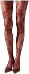 Milumia Women's Floral Patterned Lace See Through Pantyhose Stockings Hollow Tights Burgundy One-Size