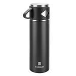 Vacuum Insulated Flask 700ml/23.6oz Stainless Steel Thermo Bottle with Cup for Coffee Water Hot and Cold Drink Flasks.(Black,Single)