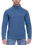 TBMPOY Men's Quarter Zip Athletic Polo Tops Fleece Soft Knitted Sweatshirts Pullover Shirts Running Finishing CA Blue M