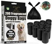 Haya Home 200 Pine Scented Eco Tie Handles Large Dog Poo Bags on roll Leak and Tear Resistance Extra Strong Doggy Poo Poop Bags Environmentally friendly 100% recyclyed material