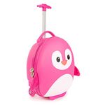 boppi Tiny Trekker Kids Luggage Bag | Holiday Travel Suitcase for Boys & Girls, Carry-On or Pull-Along School Trolley | Cabin Holdall | Under seat EasyJet Compliant,17-Litre | Penguin Pink