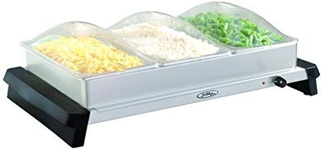 Broil King NBS-3SP Professional Stainless-Steel Triple Buffet Server with Plastic Lids