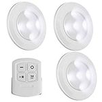 LED Battery Puck Lights Wireless Dimmable Closet Lights with Remote Control,Natural White Night Light,Button Small Touch Lights Under Cabinet Light,Wardrobe Lights