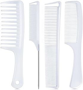 SALONSILK Combs for Women and Men, 4PCS Translucent Professional Comb Set, Wide Tooth Combs Rat Tail Fine Tooth Hair Comb for All Hair Types