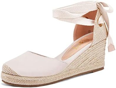 Womens Espadrille Wedge Sandals Lace Up Platform Closed Toe Summer Comfy Sandals