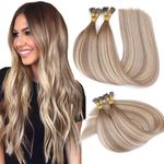 SURNEL I Tip Hair Extensions Human Hair 14" Keratin Fusion Hair Extensions Balayage 3 Darker Brown Fading To 8 And 22 Blonde Itip Extensions Pre Bonded Human Hair Extensions 40g 50s(I#3/8/22-14)