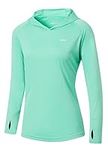 Willit Women's UPF 50+ Sun Protection Hoodie SPF Shirt Long Sleeve Hiking Fishing Outdoor Shirt Lightweight Hoodie Light Green XL